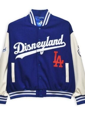NWT Disney x LA Dodgers Blue and Cream Varsity Jacket By Park Freinds Sz L